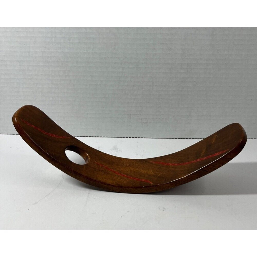 Vintage Mesquite Wooden Wine Bottle Holder Red Vein Marbling Balance Rocking
